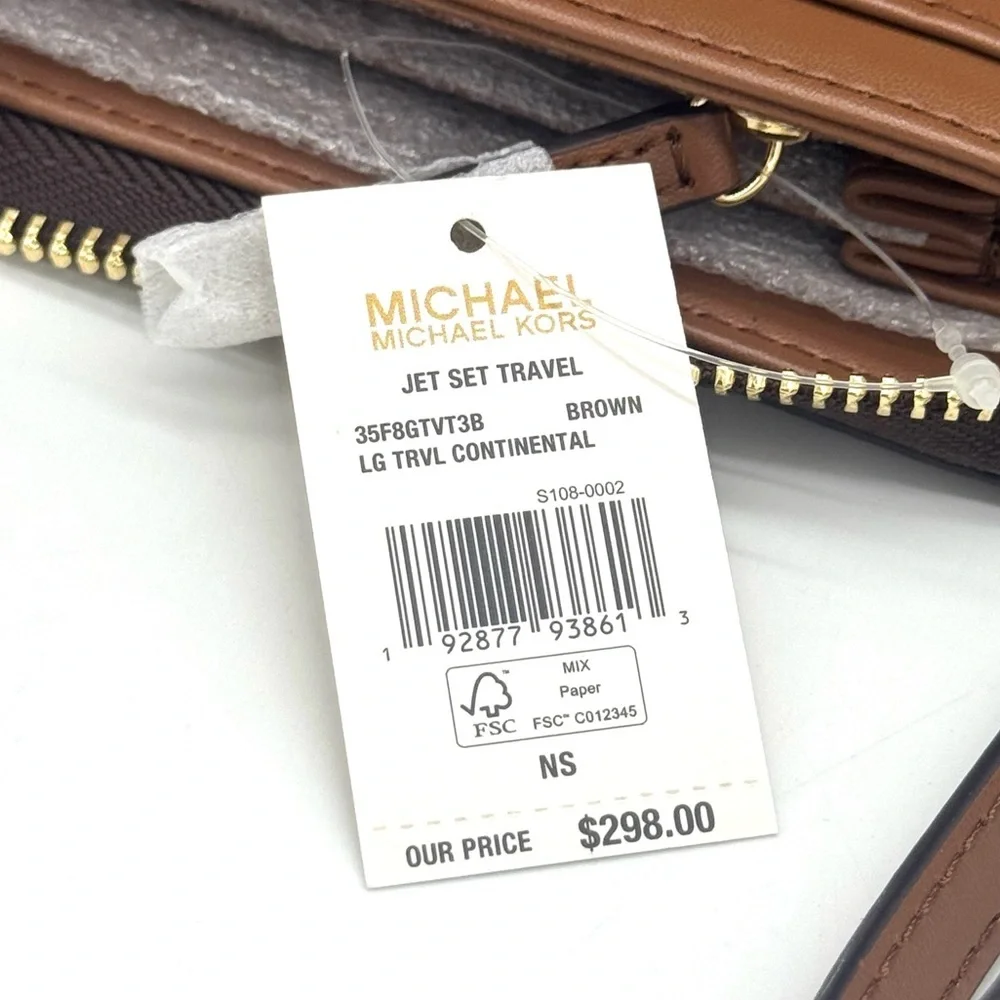 Michael Kors Large Continental Wallet Wristlet Brown Signature